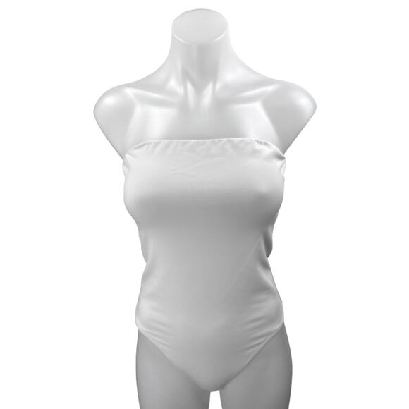 Aritzia Babaton White Strapless Tube Bandeau Sleeveless Bodysuit Top Size M - Picture 1 of 3